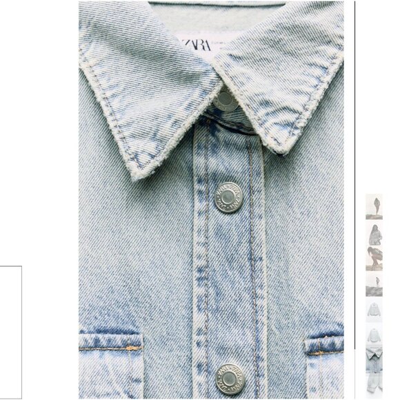 ZARA Oversized Light Wash Denim Shirt - Size XS-S NEW WITH TAG! - Picture 7 of 8